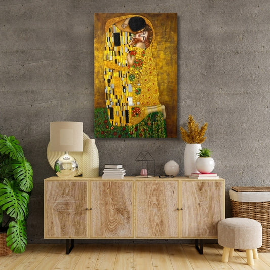 Πίνακας σε καμβά "The Kiss" Megapap ψηφιακής εκτύπωσης 80x125x3εκ. - Hippiehome.gr
