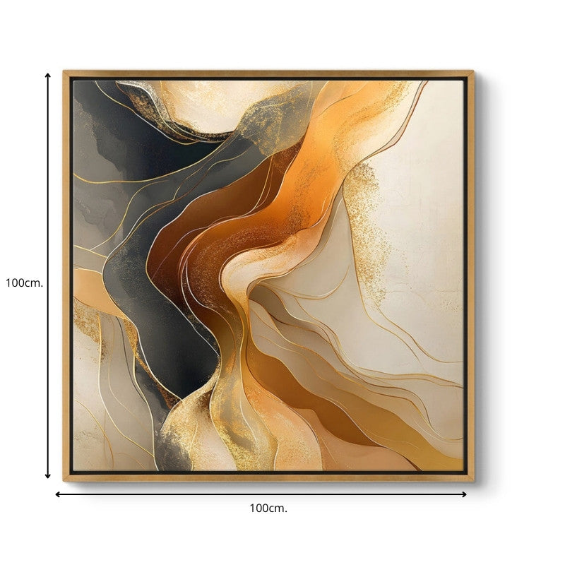 Πίνακας σε καμβά "Sand and Wind Abstract" Megapap ψηφιακής εκτύπωσης με κορνίζα χρώμα χρυσό 100x100x3εκ. - Hippiehome.gr