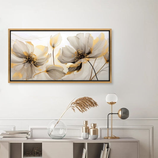Πίνακας σε καμβά "Ethereal Blossom" Megapap ψηφιακής εκτύπωσης με κορνίζα χρώμα χρυσό 120x60x3εκ. - Hippiehome.gr