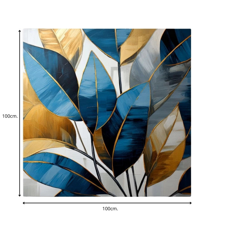 Πίνακας σε καμβά "Botanical Leaves" Megapap ψηφιακής εκτύπωσης 100x100x3εκ. - Hippiehome.gr
