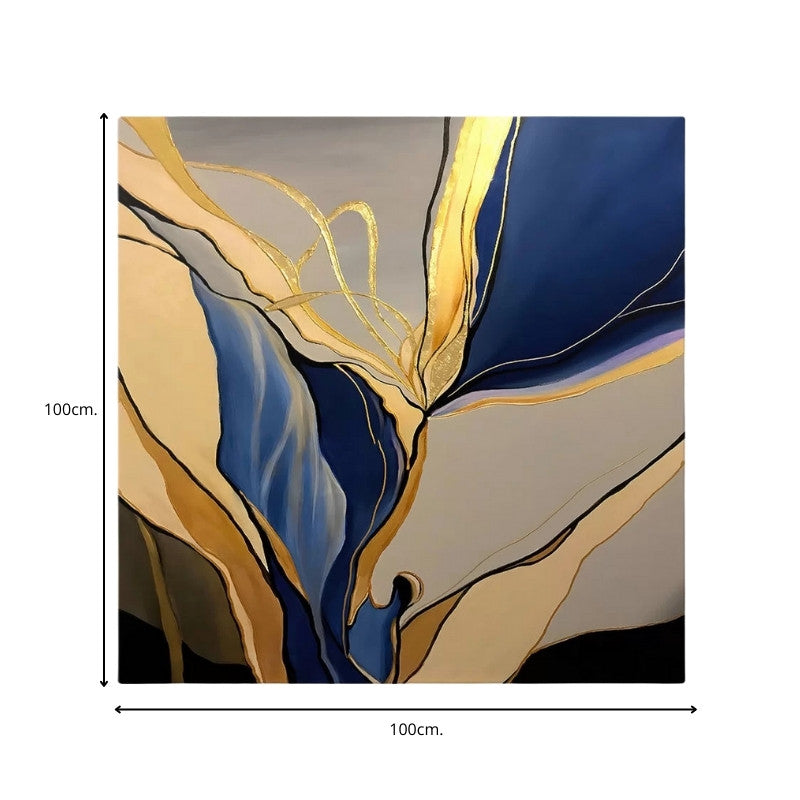 Πίνακας σε καμβά "Dance of Gold and Blue" Megapap ψηφιακής εκτύπωσης 100x100x3εκ. - Hippiehome.gr