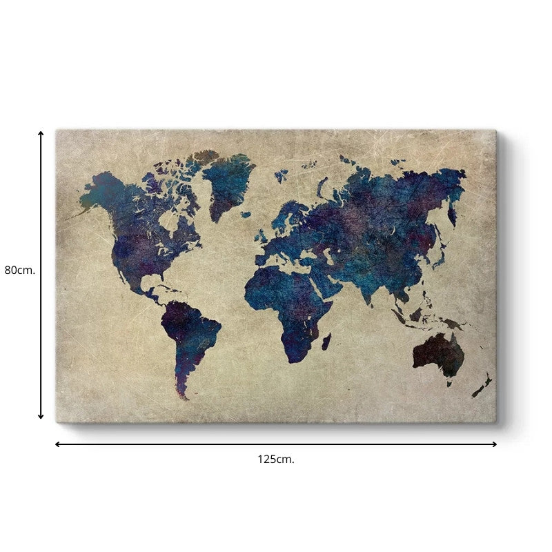 Πίνακας σε καμβά "World Map" Megapap ψηφιακής εκτύπωσης 125x80x3εκ. - Hippiehome.gr