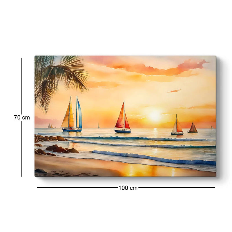 Πίνακας σε καμβά "Tropical Sails at the Sunset" Megapap ψηφιακής εκτύπωσης 100x70x3εκ. - Hippiehome.gr