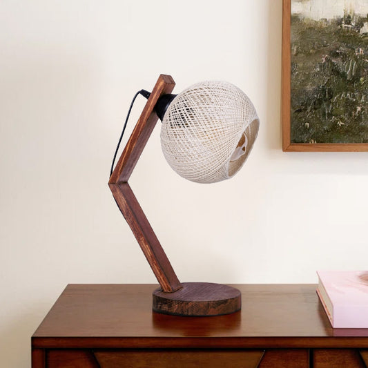 Φωτιστικό επιτραπέζιο Rope Megapap E27 ξύλινο - σχοινί χρώμα μπεζ - καρυδί Ø17x40εκ. - Hippiehome.gr