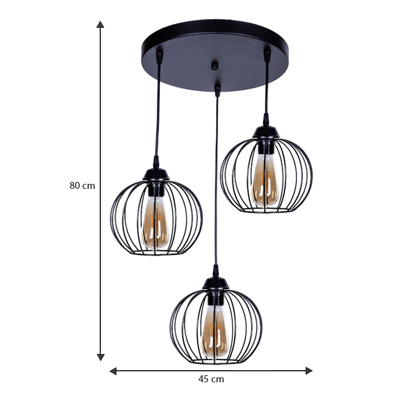 Φωτιστικό οροφής Lina Megapap E27 μεταλλικό τρίφωτο χρώμα μαύρο 45x40x80εκ. - Hippiehome.gr