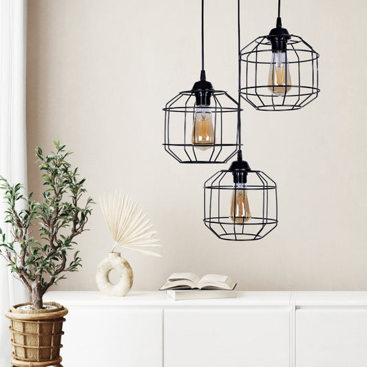 Φωτιστικό οροφής Rago Megapap E27 μεταλλικό τρίφωτο χρώμα μαύρο 50x40x80εκ. - Hippiehome.gr