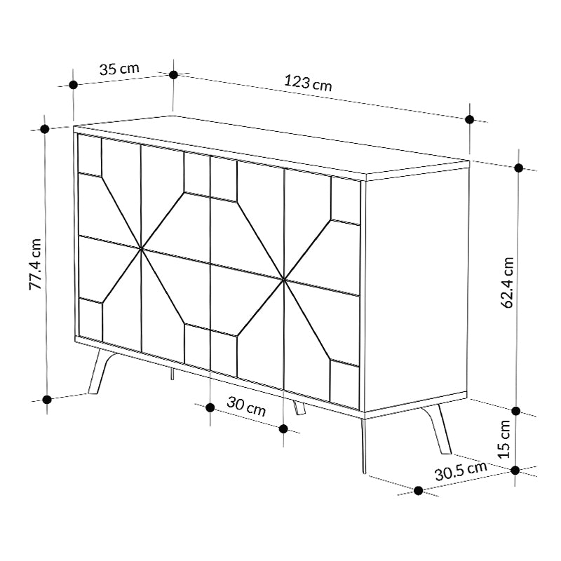 Μπουφές Dune Megapap χρώμα ανοιχτό καρυδί 123x35x77,4εκ. - Hippiehome.gr