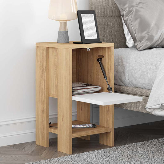 Κομοδίνο Ema Megapap χρώμα sapphire oak - λευκό 30x30x55εκ. - Hippiehome.gr