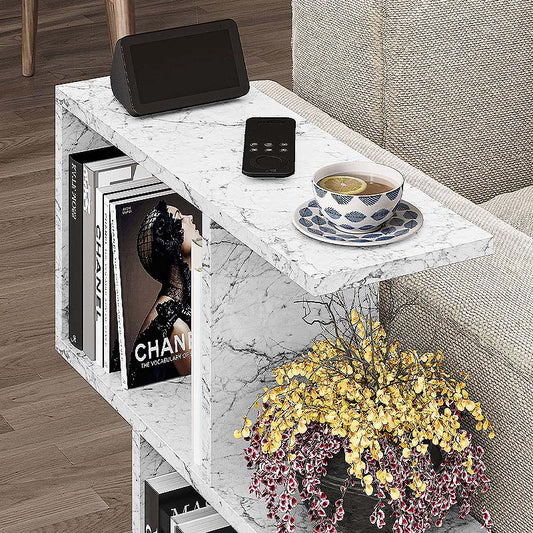 Βοηθητικό τραπεζάκι Homemania Megapap χρώμα λευκό εφέ μαρμάρου 60x20x60εκ. - Hippiehome.gr