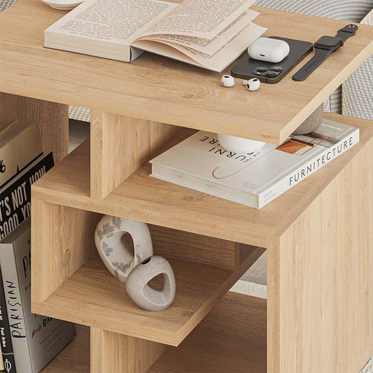 Βοηθητικό τραπεζάκι Labirent Megapap από μελαμίνη χρώμα φυσικό οξιάς 54x40x45εκ. - Hippiehome.gr