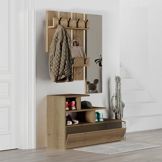 Έπιπλο εισόδου Vesty Megapap χρώμα ανοιχτό καρυδί 100x30x61εκ. - Hippiehome.gr