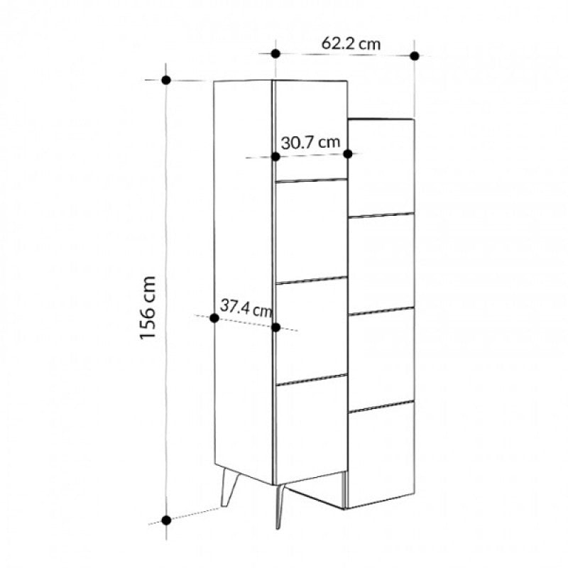 Ντουλάπι κουζίνας/μπάνιου - Παπουτσοθήκη Stair Megapap χρώμα sapphire oak 62,2x37,4x156εκ. - Hippiehome.gr