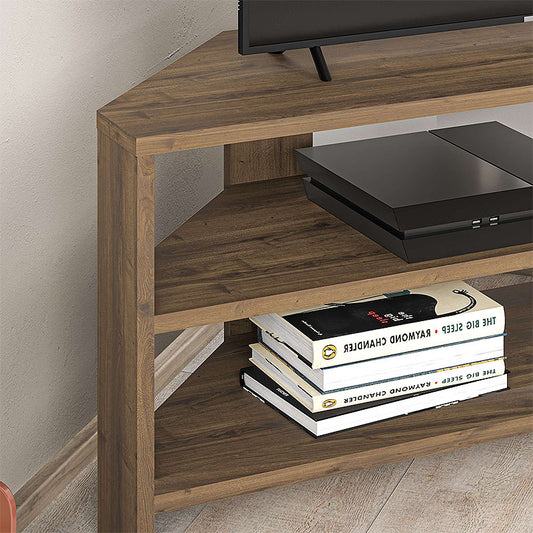 Έπιπλο τηλεόρασης γωνιακό Thales Megapap χρώμα ανοιχτό καρυδί 110x36x45εκ. - Hippiehome.gr