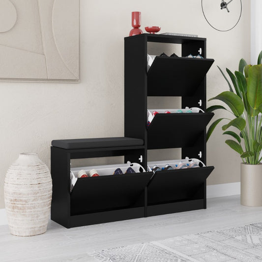 Παπουτσοθήκη μελαμίνης Dude Megapap χρώμα μαύρο 104,8x26x118,5εκ. - Hippiehome.gr