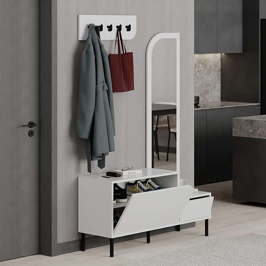 Έπιπλο εισόδου Mila Megapap με κρεμάστρα χρώμα λευκό 120x37x171,6εκ. - Hippiehome.gr