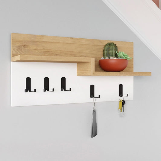 Κρεμάστρα τοίχου Harmon Megapap χρώμα sapphire oak - λευκό 65x15x31εκ. - Hippiehome.gr