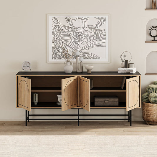 Μπουφές Joji Megapap χρώμα sapphire oak - silky black 186,8x40x77,6εκ. - Hippiehome.gr