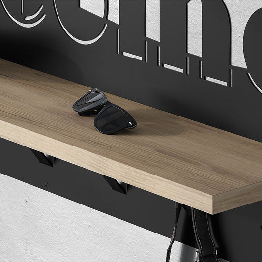 Κρεμάστρα τοίχου Welcome Megapap χρώμα μαύρο - sapphire oak 86x15,2x29εκ. - Hippiehome.gr