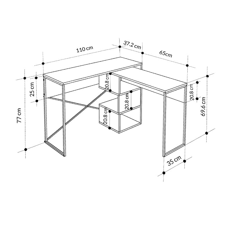 Γραφείο εργασίας πολυμορφικό Badau Megapap χρώμα φυσικό οξιάς 110x37,2x77εκ. - Hippiehome.gr