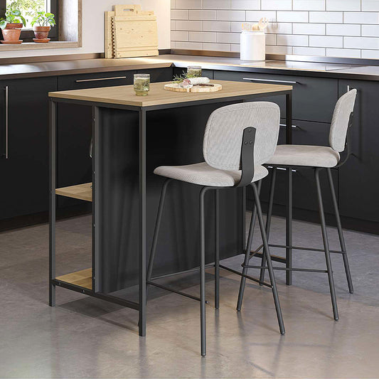 Τραπέζι μπαρ Detroit Megapap χρώμα sapphire oak - silky black 100x60x95εκ. - Hippiehome.gr