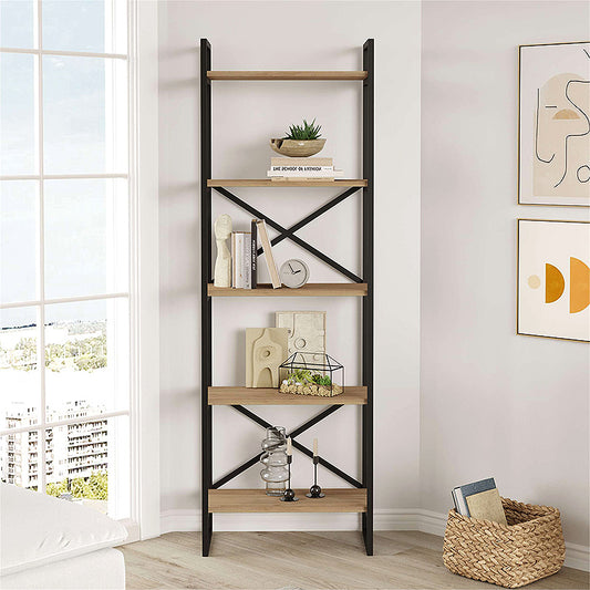 Βιβλιοθήκη Dusan Megapap χρώμα sepet oak 58x30x175εκ. - Hippiehome.gr