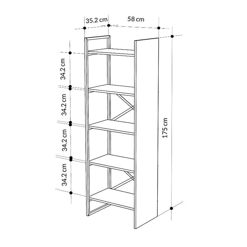 Βιβλιοθήκη Detroit Megapap χρώμα sapphire oak - silky black 58x35,2x175εκ. - Hippiehome.gr