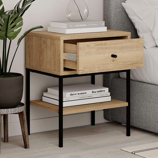 Κομοδίνο Lisa Megapap χρώμα saphhire oak 45x35x56εκ. - Hippiehome.gr