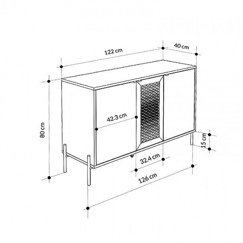 Μπουφές Naive Megapap χρώμα sapphire oak 126x40x80εκ. - Hippiehome.gr