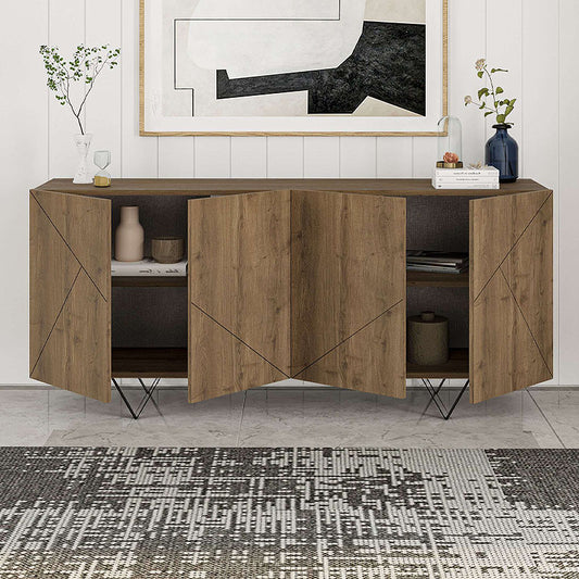 Μπουφές Jakomen Megapap χρώμα ανοιχτό καρυδί 180x41,7x80εκ. - Hippiehome.gr