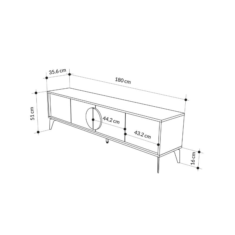 Έπιπλο τηλεόρασης Gora Megapap χρώμα sapphire oak - λευκό 180x35,6x51εκ. - Hippiehome.gr