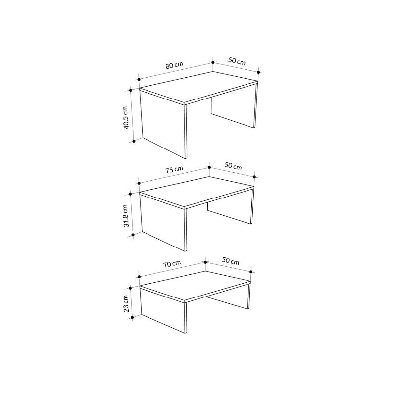 Τραπεζάκι σαλονιού σετ 3 τμχ. Kanta Megapap χρώμα sapphire oak - silky black 80x50x40,5εκ. - Hippiehome.gr