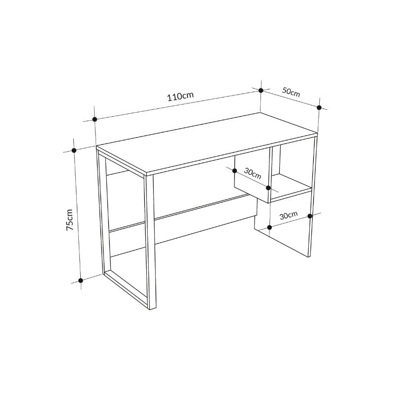 Γραφείο εργασίας Cubo Megapap χρώμα λευκό - sapphire oak 110x50x75εκ. - Hippiehome.gr