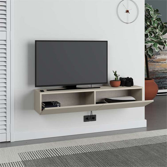 Έπιπλο τηλεόρασης επιτοίχιο Francy Megapap χρώμα sandstone 135x31,7x25εκ. - Hippiehome.gr