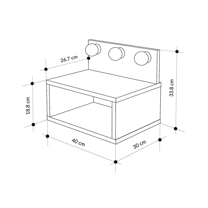 Κομοδίνο επιτοίχιο Treo Megapap με LED χρώμα λευκό 40x30x33,8εκ. - Hippiehome.gr