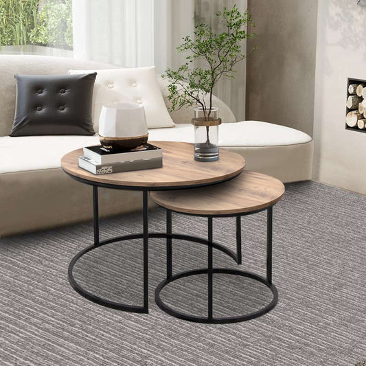 Τραπεζάκια σαλονιού Gary Megapap Mdf - μεταλλικό χρώμα ακακίας 65x65x44εκ. - Hippiehome.gr