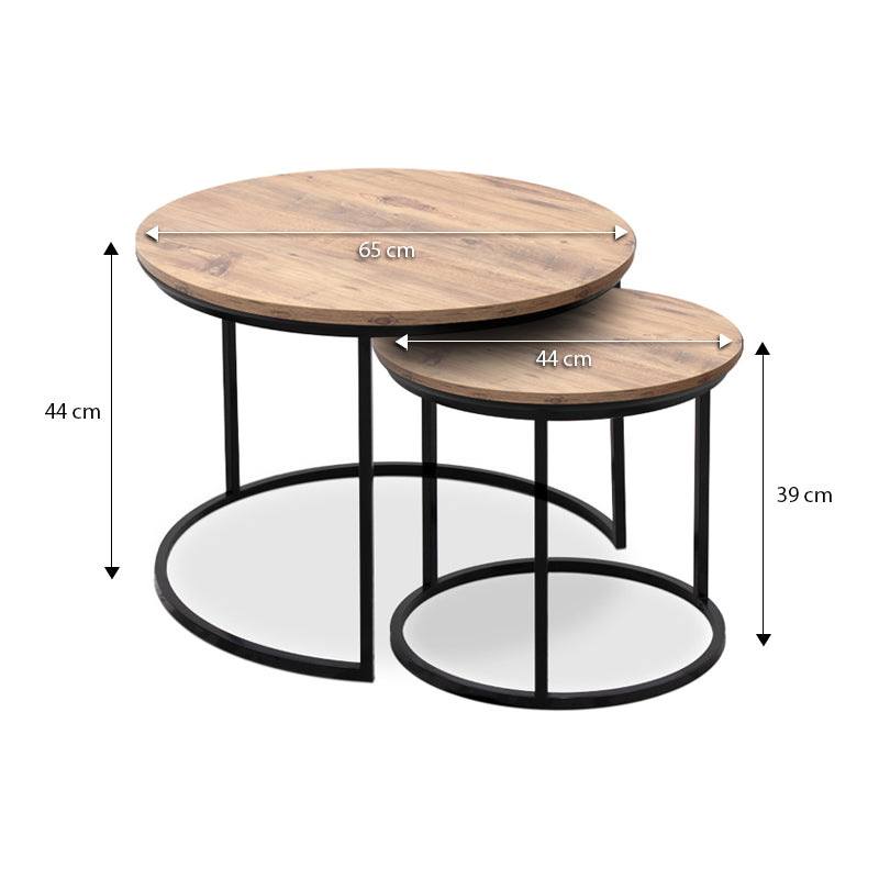 Τραπεζάκια σαλονιού Gary Megapap Mdf - μεταλλικό χρώμα ακακίας 65x65x44εκ. - Hippiehome.gr