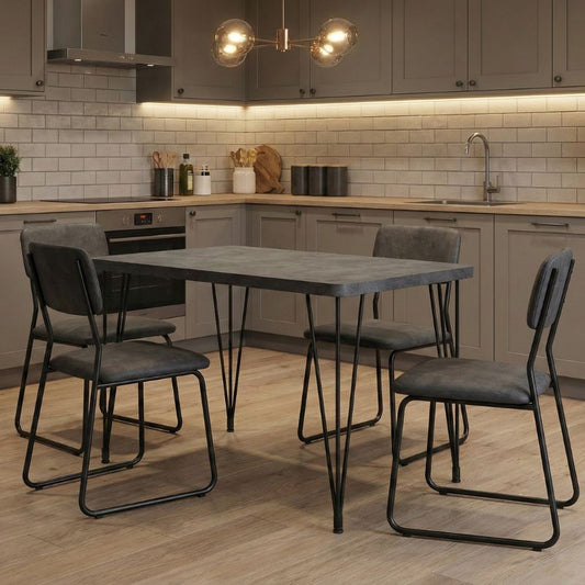 Τραπέζι Roger Megapap Mdf - μεταλλικό χρώμα σκούρο γκρι σκυροδέματος 120x70x75εκ. - Hippiehome.gr