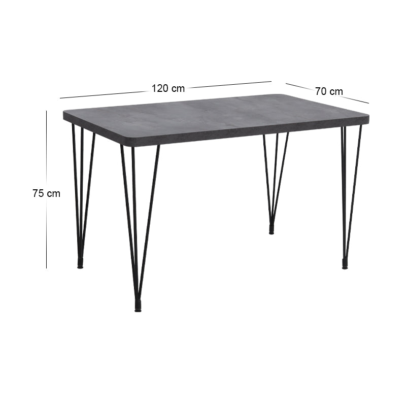 Τραπέζι Roger Megapap Mdf - μεταλλικό χρώμα σκούρο γκρι σκυροδέματος 120x70x75εκ. - Hippiehome.gr