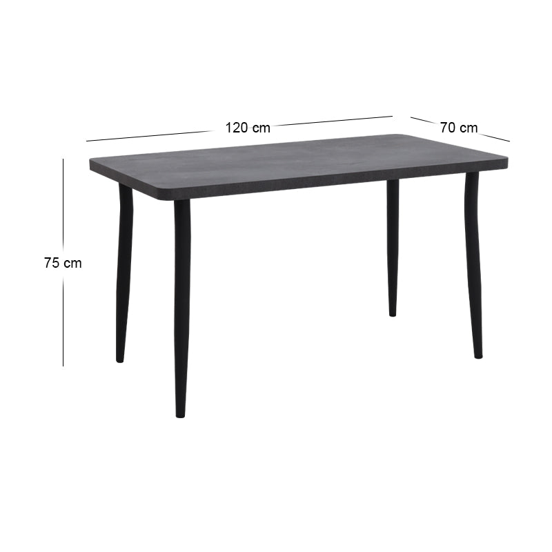 Τραπέζι Levico Megapap Mdf - μεταλλικό χρώμα σκούρο γκρι σκυροδέματος 120x70x75εκ. - Hippiehome.gr