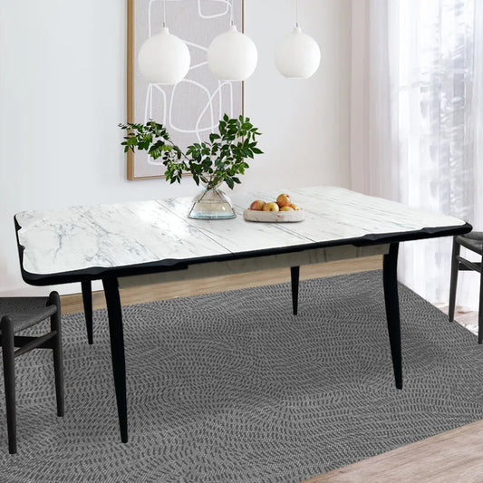 Τραπέζι Karen Megapap επεκτεινόμενο χρώμα λευκό - μαύρο 130/160x80x75εκ. - Hippiehome.gr