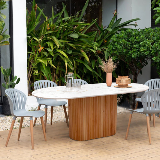 Τραπέζι Borno Megapap χρώμα φυσικό - λευκό εφέ μαρμάρου 180x89x75 εκ. - Hippiehome.gr