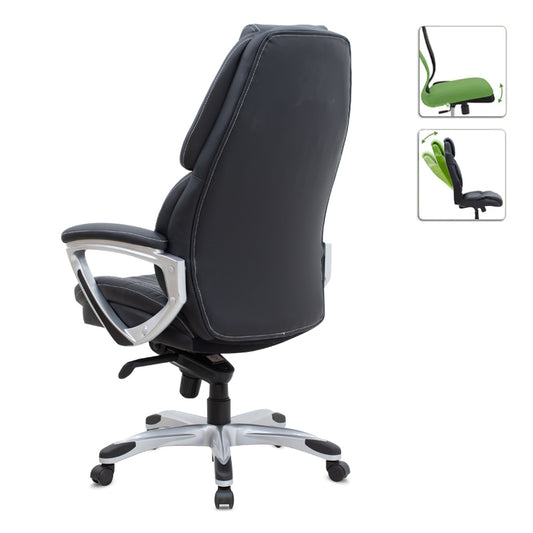 Καρέκλα γραφείου διευθυντική Duke Megapap από τεχνόδερμα χρώμα μαύρο 72x70x120/125εκ. - Hippiehome.gr