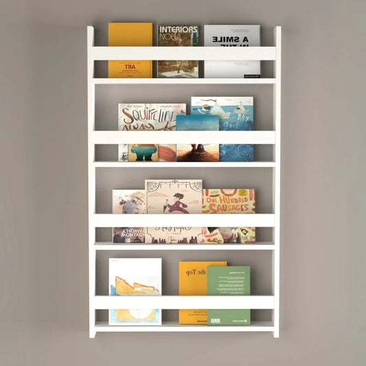 Επιτοίχια βιβλιοθήκη - ραφιέρα Montessori Megapap από μελαμίνη χρώμα λευκό 70x10x120εκ. - Hippiehome.gr