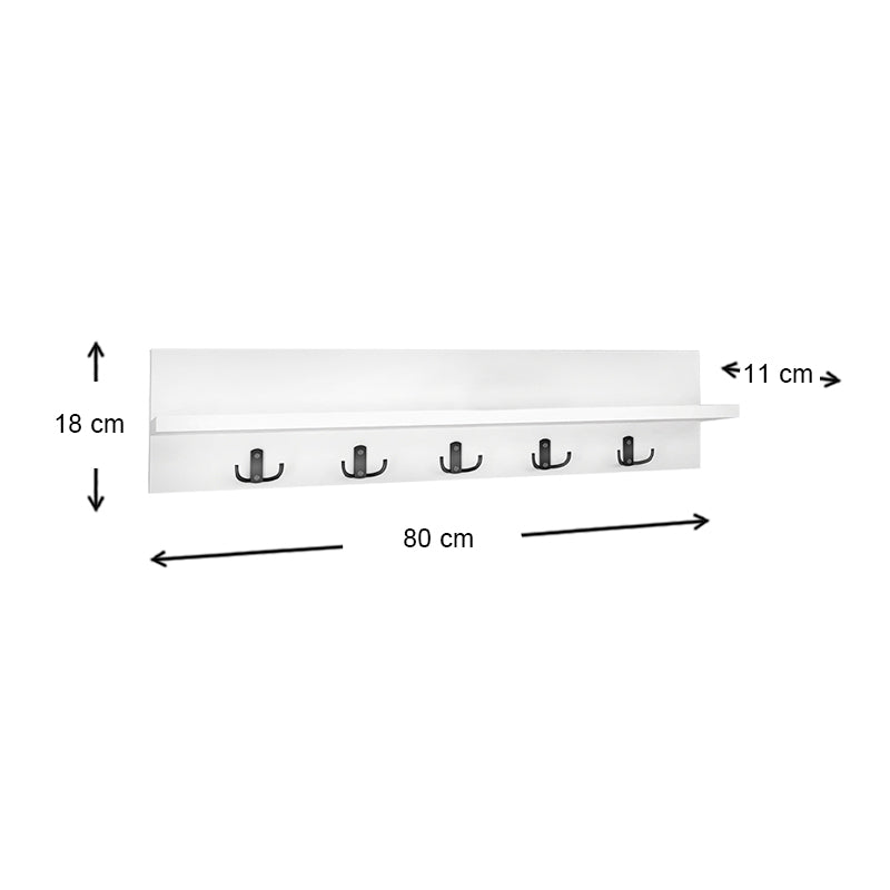 Κρεμάστρα τοίχου Kery Megapap από μελαμίνη χρώμα λευκό 80x11x18εκ. - Hippiehome.gr