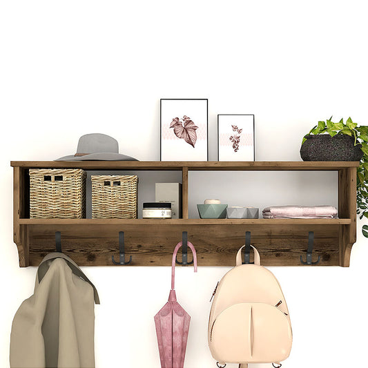 Κρεμάστρα τοίχου Ottila Megapap από μελαμίνη χρώμα καπνιστή καρυδιά 120x22x37εκ. - Hippiehome.gr