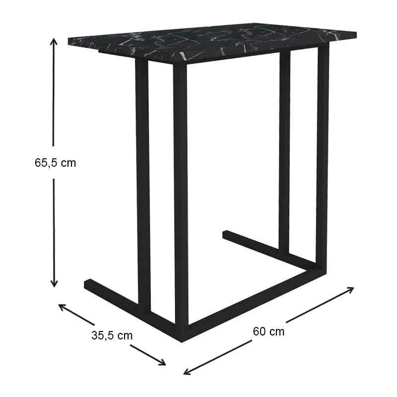Βοηθητικό τραπεζάκι Jango Megapap μεταλλικό - μελαμίνης χρώμα μαύρο εφέ μαρμάρου 60x35,5x65,5εκ. - Hippiehome.gr