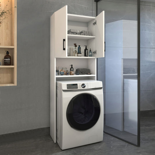 Έπιπλο πλυντηρίου Holton Megapap από μελαμίνη χρώμα λευκό 65,5x30x180εκ. - Hippiehome.gr