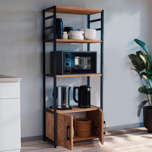 Έπιπλο κουζίνας Agero Megapap μεταλλικό - μελαμίνης χρώμα μαύρο - pine oak 56,1x30x138,3εκ. - Hippiehome.gr