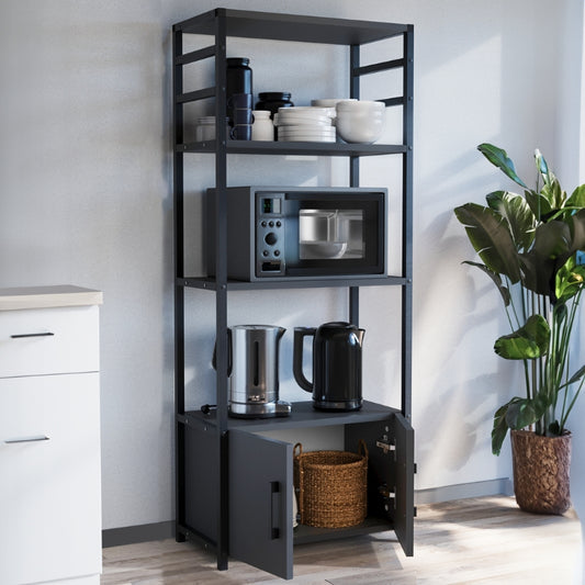 Έπιπλο κουζίνας Agero Megapap μεταλλικό - μελαμίνης χρώμα ανθρακί 56,1x30x138,3εκ. - Hippiehome.gr