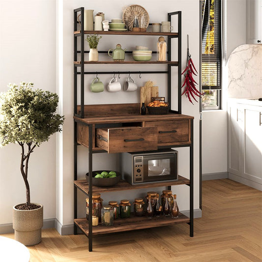 Έπιπλο κουζίνας Printo Megapap μεταλλικό - μελαμίνης χρώμα μαύρο - καπνιστή καρυδιά 81,6x37,5x169,1εκ. - Hippiehome.gr